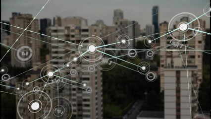 Poster - Animation of network of connections over cityscape