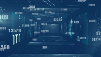 Wall Mural - Animation of financial data processing over dark background