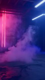 Fototapeta  - Within a studio room, smoke floats up against a dark empty street backdrop, 