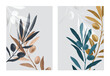 Leaves poster template, colorful olive leaves on grey background