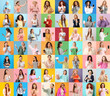 © Pixel-Shot - Big collage of different women using mobile phones on color background