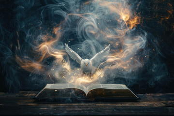 Holy Spirit over a Bible