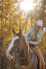 cowgirl portrait horseback fall autumn