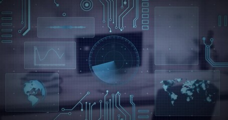 Poster - Animation of digital data processing over desks