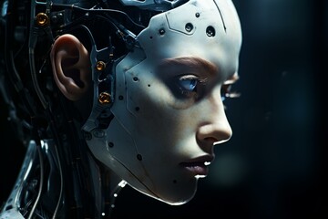 Poster - Robot face. Machine science modern. Generate Ai