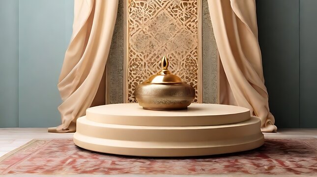Elegant Ramadan Kareem background with podium for product display presentation