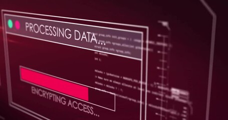 Poster - Animation of digital data processing and text over black background