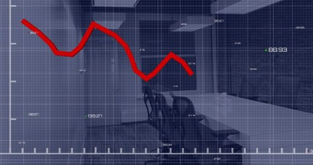Poster - Animation of red line and data processing over office