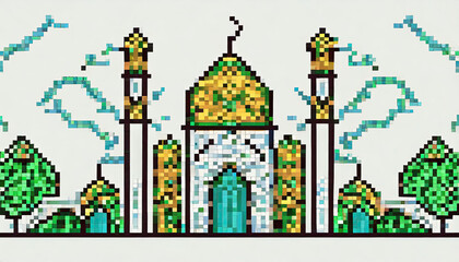 illustration of a mosque pixer art