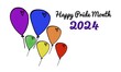 © Sanhanat - Hand drawn picture of rainbow color balloons, Happy Pride Month 2024. Concept, Lgbtq+ celebration in pride month June. Symbol of LGBT community around the world.Support human right of gender diversity