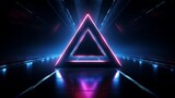 Fototapeta Perspektywa 3d - Abstract background with neon lights in triangle shape