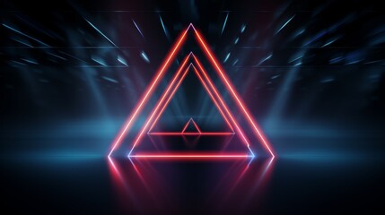 Sticker - Abstract background with neon lights in triangle shape