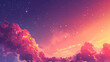 Anime clouds over the sky at sunset or night time, in the style of pink and amber, pictorial space AI Image Generative