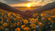 Two People Holding Hands in a Field of Flowers