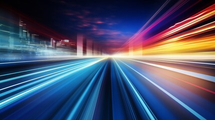 High speed light trails in motion, glow lines,