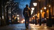 Teenagers walking at night