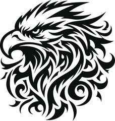 Wall Mural - modern tribal tattoo eagle, hawk, abstract line art, minimalist contour. Vector
