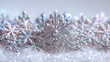 Closeup of a shimmering snowflake with a mix of fine and chunky glitter.