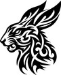 © orion - modern tribal tattoo rabbit, abstract line art, minimalist contour. Vector