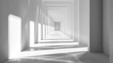 Fototapeta Do przedpokoju - 3d render of a corridor with a minimal angular design casting dramatic shadows