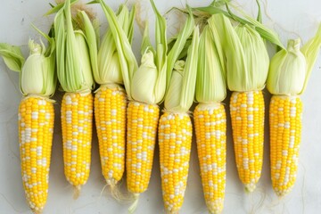 Wall Mural - different type of corn on white background 