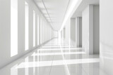 Fototapeta Przestrzenne - 3d render of a corridor with a sleek monochrome design and a single vibrant accent color