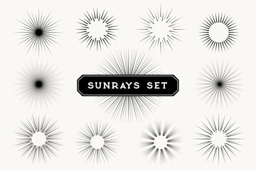 Canvas Print - line style sun rays bursting symbol in collection
