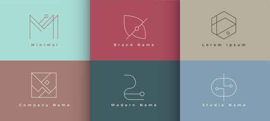 pack of six minimal emblem logo template for promotion