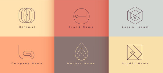 abstract and clean unique logotype template in pack of six