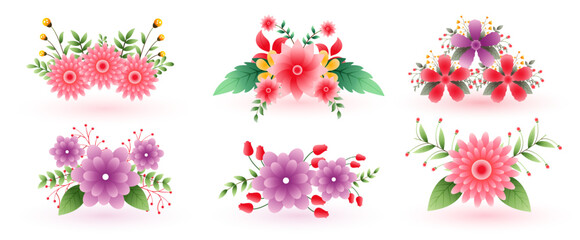 Wall Mural - set of natural blossom flower background for wedding or anniversary decoration