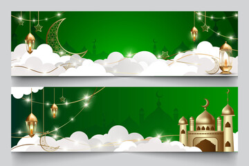 Wall Mural - Ramadan or Islamic themed banners. background color is dark green
