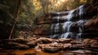 Scenic long exposure image of McCammon Branch Falls in Kentucky, beautiful Elakala Falls in Blackwater Falls State Par.