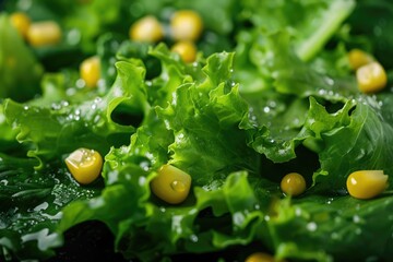 Wall Mural - Full bowl of fresh green salad on the table in the kitchen