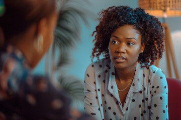 Wall Mural - African american woman talking with someone