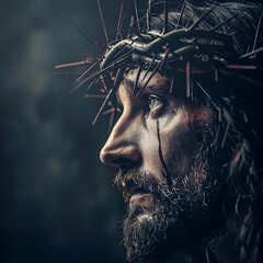 The passion of christ, christ with thorn crown on his head, jesus christ ransom sacrifice, easter holiday