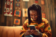 African Female Texting On Smartphone