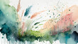 Akwarela obraz przedstawiający suche trawy w minimalistycznym wykonaniu, w pastelowych kolorach, dekoracja generative ai