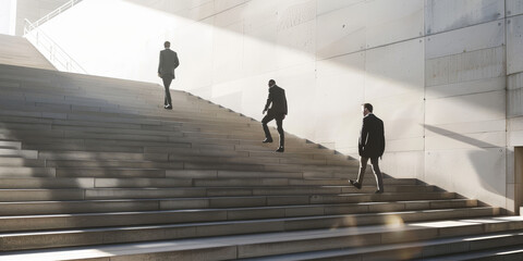 Business people climb the stairs