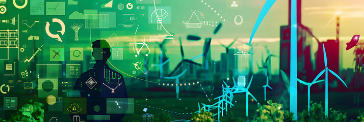 Poster - a conceptual image showcasing the integration of green energy solutions and sustainable power engine