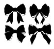 Vector hair bow silhouette. Drawn in a manual style sketch, bow in a linear style.