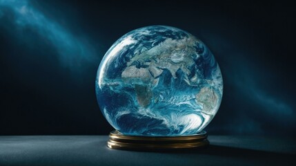 Canvas Print - The earth globe is shown in a glass sphere. Generative AI.