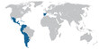 © Katyam1983 - Spanish language speaking countries on map of the world