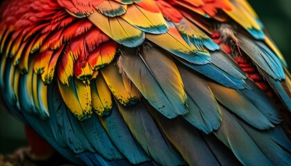 Wall Mural - a close up of a colorful bird's feathers