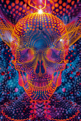 Wall Mural - Vibrant Psychedelic Skull Illustration