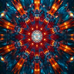 Wall Mural - an abstract image of a red and blue flower