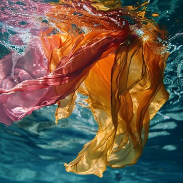 a colorful scarf floating in the water
