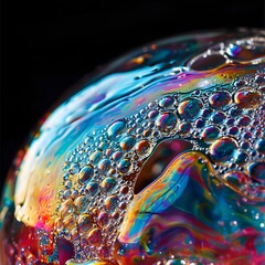 Wall Mural - a close up of water bubbles on a black background