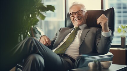 Poster - Happy businessman enjoying at home office 