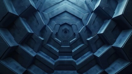 Poster - Hexagonal dark blue navy background texture 