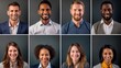© Phoophinyo - A online meeting, Multicultural Faces Photo Collage. Portrait And Avatar Headshots,